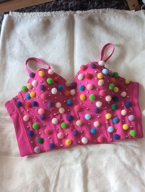 SHEIN Fuchsia Strapless Bustier Top